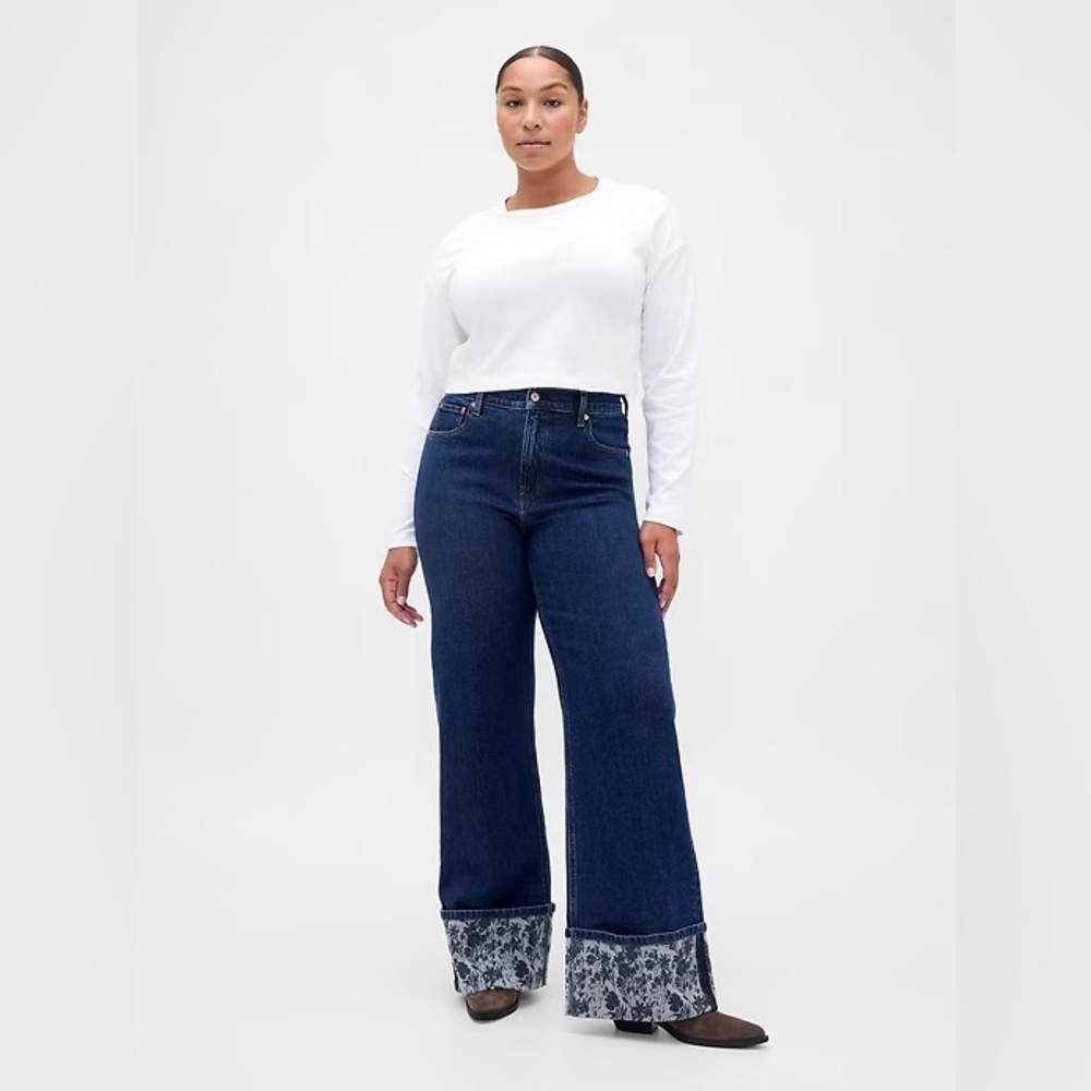NEW! GAP Blue Indigo High Rise Stride Wide-Leg Jeans - Size 10 TALL / 30 TALL 🩷 - Picture 5 of 8